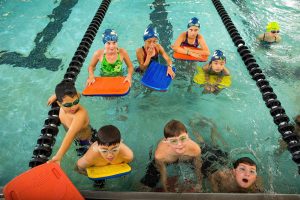group of kids in the pool